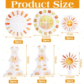 Tioncy 2 Set 3 Tier First Trip Around The Sun Cardboard Cupcake Stand for 24 Cupcakes Sunshine Cupcake Stand Sun Cupcake Tier Stand Cupcake Tower Tiered Dessert Stand for Birthday Party Baby Shower