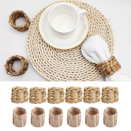 6 Pack Water Hyacinth Napkin Rings Hand Woven Farmhouse Napkin Rings Napkin Rings for Birthday Party Wedding Christmas Napkin Rings Set of 24