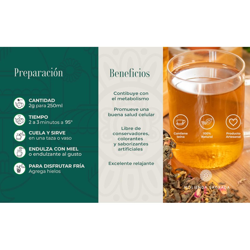 Molienda Sagrada Té Verde Floral, 200 Gr