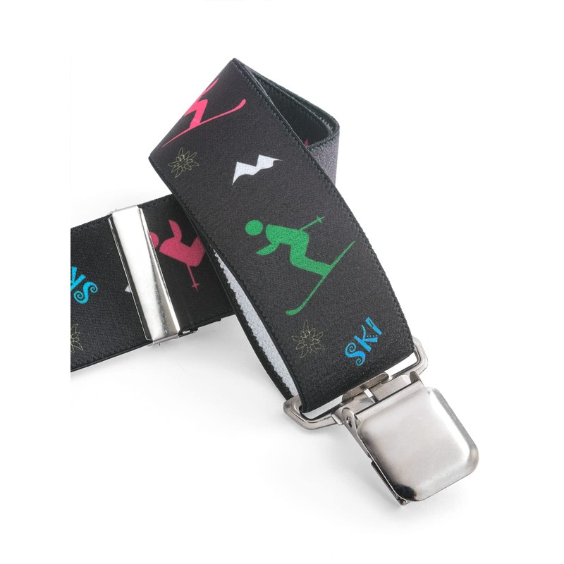 Olata Adjustable Ski Salopette Braces/Suspenders (Black/Multi) - 4cm (Adult). Y-Shape