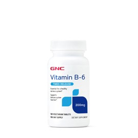 GNC Vitamin B-6 Time Release 200 mg - 100 Vegetarian Tablets