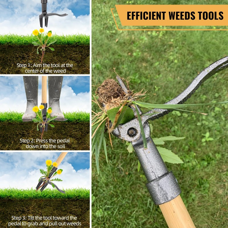 MASYHLEST Weed Puller Tool, Stand Up Weed Remover Tool with