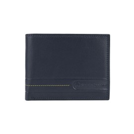Sergio Tacchini Mens Genuine Leather Slim Wallet with Card Slots, Navy 080 Classic