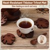 Zhehao 7 Pcs Bamboo Wooden Tree Trivets with Storage Stand,
