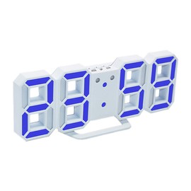 ZAZ dtokei-003 Digital LED Watch, 3D Digital Alarm Clock (Main Body: White, LED: Blue)