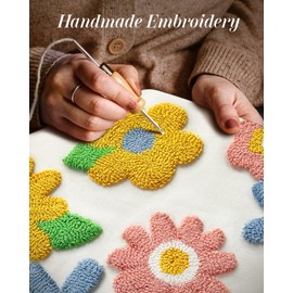 Kokaaee Throw Pillow Covers 18x18 - Tufted Decorative Pillow Cover with Zipper for Couch Sofa Bed Living Room Aesthetic Cute Soft Spring Summer Farmhouse Indoor Pillowcase, Five Color Flower