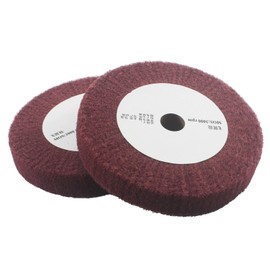 JUNLIXN 2 Pcs 6'' Non-Woven Polishing Wheels 320 Grit Nylon Wire Drawing Abrasive Flap Wheels for Die/Bench Grinder (Red)