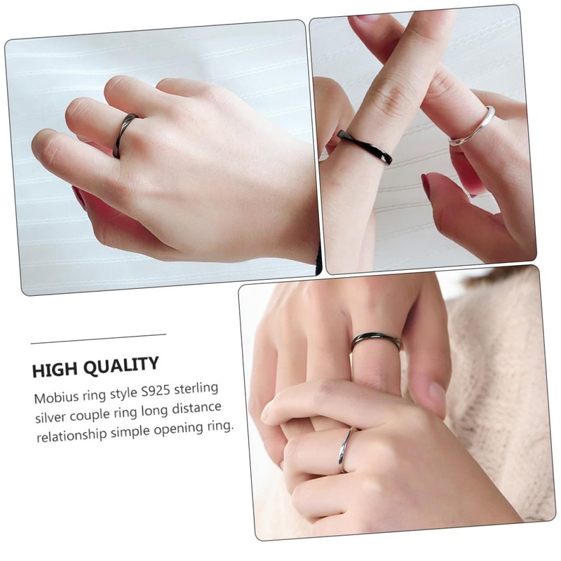 Baluue Stylish Silver Couple Ring Open Design Finger Jewelry for