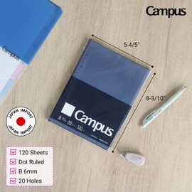 Kokuyo Campus Loose Leaf Paper for Binders, Business Type, Sarasara Smooth Writing, A5, B 6mm Ruled, 20 Holes, 30 Lines, 120 Sheets, pH Neutral, Bleed Resistant, Japan Import (NO-G806BTN)