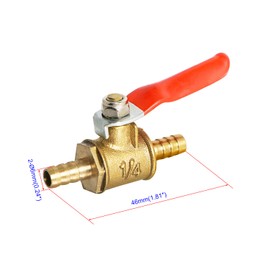 Aopin Ball Valve Brass 6mm / 1/4" Hose Barb x 6mm / 1/4" Hose Barb Valve Blocks Water, Oil, Gas Liquids, Vinyl Handle, Suitable for PEX, Copper, HDPE2 Pieces