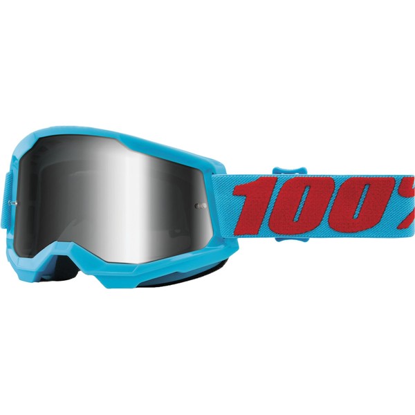 100% Strata 2 Motocross & Mountain Bike Goggles - MX and MTB Racing Protective Eyewear (Summit - Mirror Silver Lens)