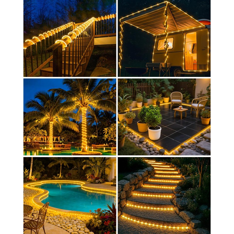 btfarm Solar Rope Lights, 120LED 46FT Solar String Lights Outdoor