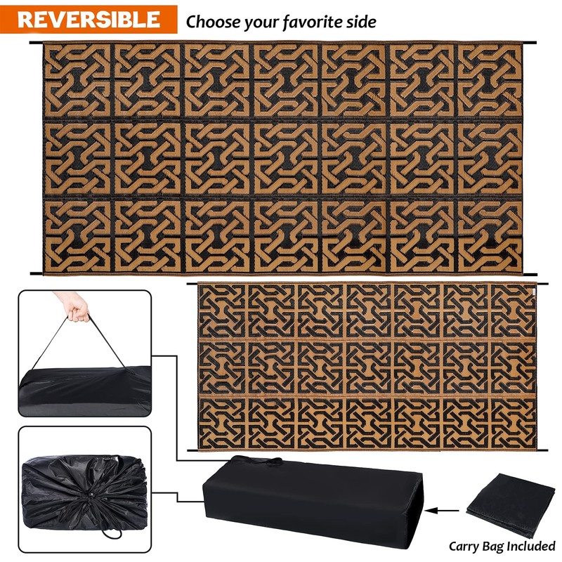 SAND MINE Reversible Mats, Plastic Straw Rug, Modern Area Rug,