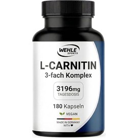 L-Carnitin Kapseln Hochdosiert 3196mg - 180 Kapseln - Komplex aus L-Carnitin-Tartrat, Acetyl - vegan aus Deutschland Laborgeprüft - Verpackung kann variieren