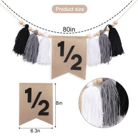 1/2 High Chair Banner - 1/2 Birthday Decorations,Half Way To One High Chair Banner,Half Birthday Highchair Banner,1/2 Way To One Banner (1/2black)