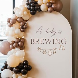 A Baby is Brewing Wall Decal - Baby Shower/Gender Reveal/Birthday Party Decoration Wall Stickers,Coffee Theme Stickers, Brewing Sign Balloon Arch Backdrop and Party Backdrop Decals