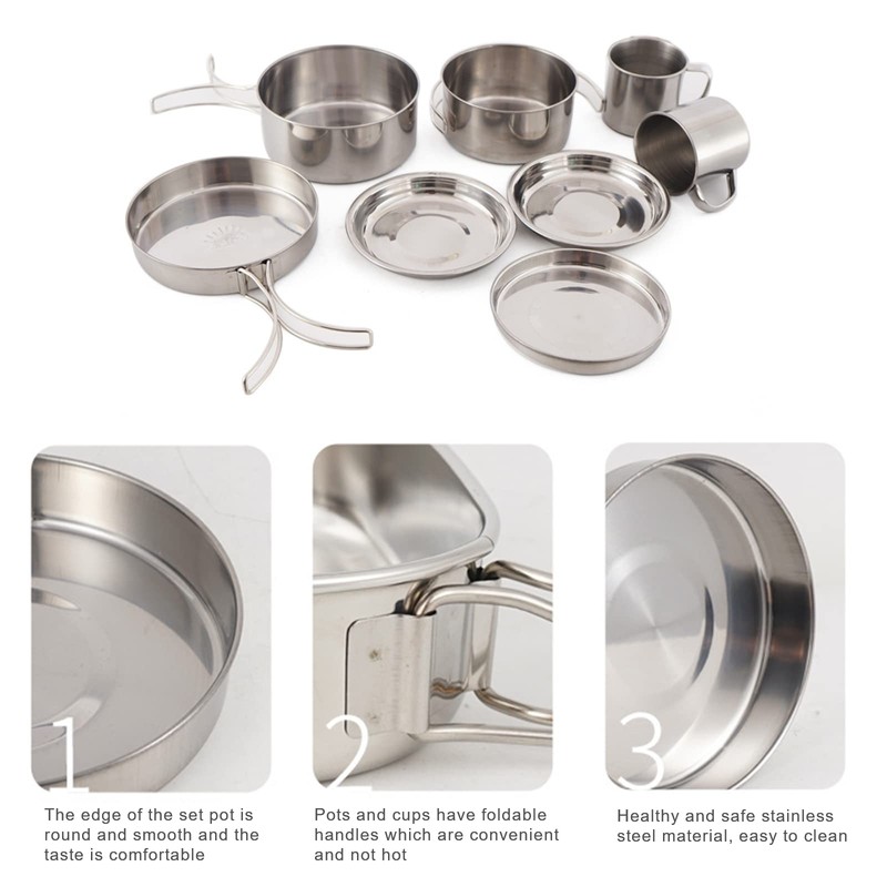 LHYSMYX Outdoor Stainless Steel Camping Cookware Set Portable Bowl Barbecue
