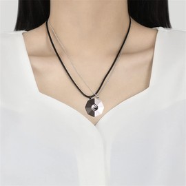 Hifunny Yin Yang Matching Necklace Adjustable Braided Bracelet Tai Chi Matching Necklace for Women Men Couple Jewelry 4pcs