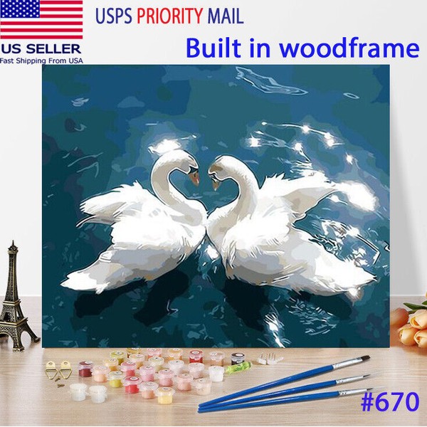 Wooden Framed DIY Oil Painting Paint by Number Kit for