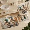 TOWINSFB 4Pcs Playful Animal Shower Curtain, Countryside Mallard Duck Lake