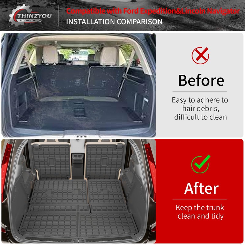 Thinzyou Cargo Mat Compatible with 2018-2024 2025 Ford Expedition Lincoln