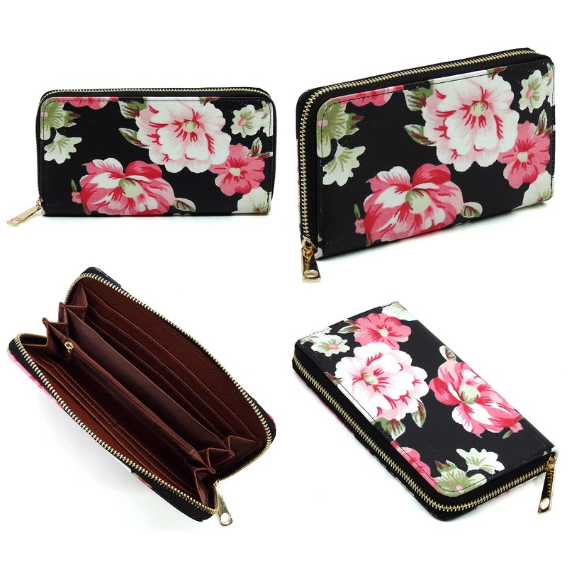 3D Flower Women Handbag and Matching Wallet Set Floral Printed