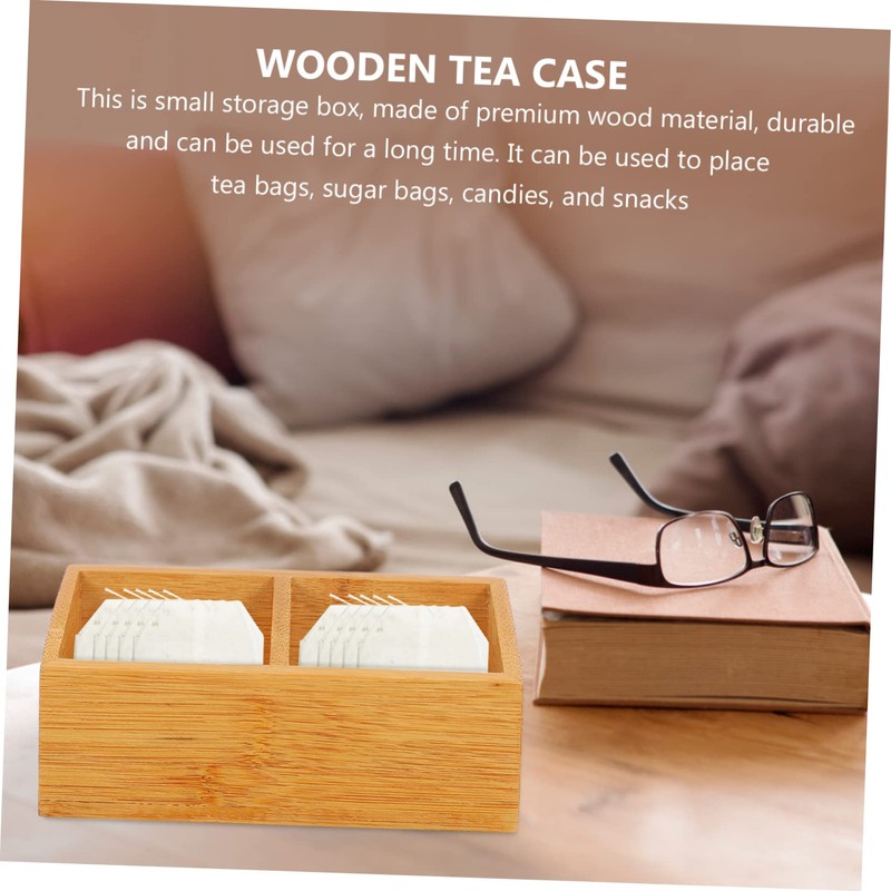 OFFSCH 1Pc Wooden Tea Storage Box with Compartments Creative Organizer
