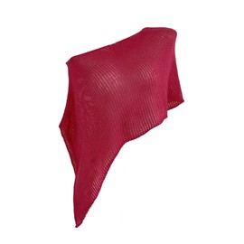 Milumia Women's Sheer Crochet Poncho Cover Up Off Shoulder Asymmetrical Coverup Tops Watermelon Pink Large