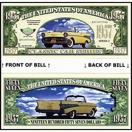 American Art Classics Set of 10 - 1957 Chevy Convertible Novelty Money Bill