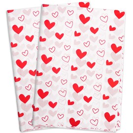 MR FIVE 30 Sheets 20" x 28" White with Red Heart Tissue Paper Bulk,Hearts Tissue Paper for Gift Bags,Birthday,Valentine's,Mother's Day,Wedding (White with Red)