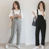 Casual Maternity Wide Cargo Loose Fit Overalls Pants for Daily Wear Oversized Fit Black/M