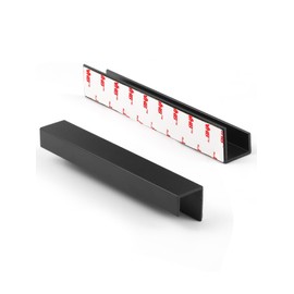 JIASENBAO 10 Pack Adhesive Cabinet Handles Black 5-1/2" Length(Cover 5" Hole Center) Finger Pulls Stick on Cabinet Pulls Decorative Kitchen Drawer Dresser Cupboard Bathroom Vanity Cabinet Hardware