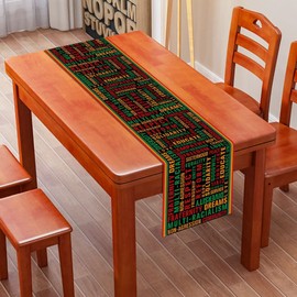 Nepnuser Juneteenth Table Runner 90 Inches Long Afro African American Pride Party Decoration Classroom Dining Room Kitchen Home Decor