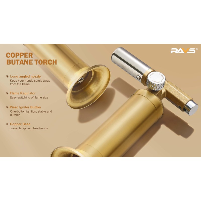 RAVS Copper Butane Torch Lighter, Refillable Kitchen Torch Cooking Torches,