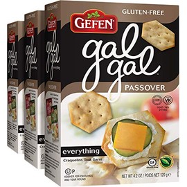 Gefen Gluten Free Gal Gal Everything Crackers 4.2oz (3 Pack), Low Fat, Zero Sugar, All Natural, Kosher for Passover