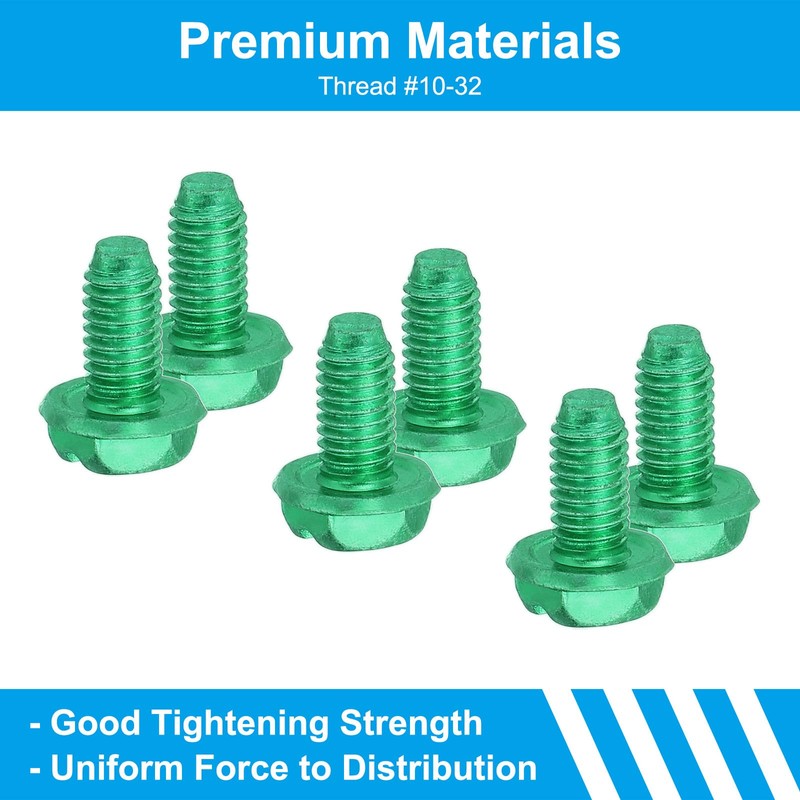 PATIKIL 10-32 x 3/8 Inch Hex Washer Head Grounding Screws,