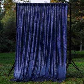 WISPET Navy Blue Sequin Backdrop Curtains 2 Panels 2FTx8FT Glitter Navy Blue Drapes Photo Backdrop Party Wedding Baby Shower Backdrops Sparkle Photography Background Curtains