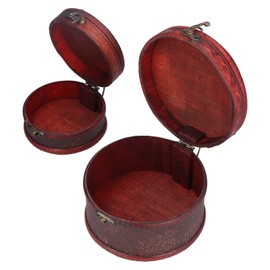 2Pcs Classical Jewelry Box with Buckle Cylinder Shape Antique Storage Case for Necklace Bracelet