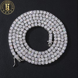 Fashion Hip Hop Jewelry Wholesale 3mm 4mm 5mm 18K Gold Plated Zircon CZ Diamond Iced Out Tennis Chain Necklace for Men WomenColor: 3mm - White Gold, Length: 18inch