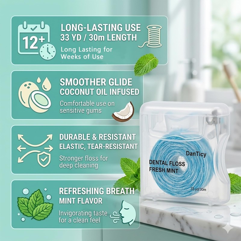 Woven Dental Floss, Dentist-Designed, Waxed, Expanding, Kid-Friendly String Floss for
