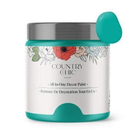Country Chic All-in-One Chalk Paint for Furniture, Cabinets, Home Decor, Eco-Friendly, Matte Finish, Built-In Primer & Top Coat for Wood, Metal - Whoop-de-do (Bright Teal) - 4 oz (118 ml)
