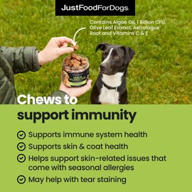 JustFoodForDogs JustFoodForDogs Skin & Allergy Care Soft Chews Supplement for Dogs, Seasonal Allergies, Itchy Skin Relief, Inflammation, Immune Support - 45 Count