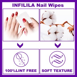 NXJ INFILILA NXJ INFILILA Lint Free Nail Wipes Nail Polish Remover 1000PCS Super Absorbent Soft Nail Pliosh Remover Pads Wipes Lint Free Wipes Nail Wipes