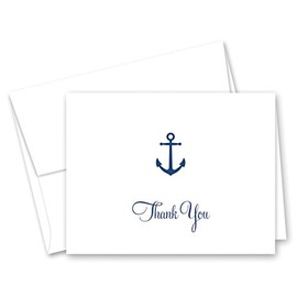 MyExpression.com 50 Cnt Simple Navy Anchor Nautical Thank You Cards