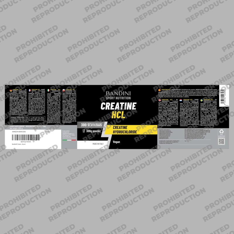 Bandini® Creatine HCL Powder 300g - Very Strong and Intense