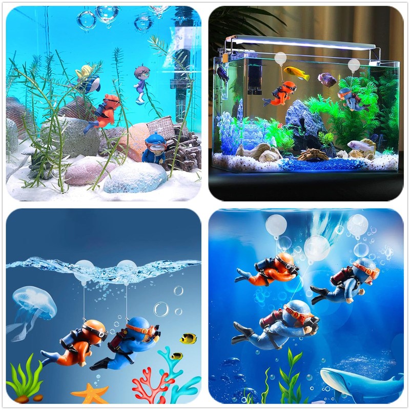 SensaBliss アクアリウム 水槽 装飾 風船付き 4個入り 安全性 耐久性 3D立体 泳ぐ