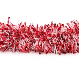 HOVUK 1x Red/White Candy Mix Decorative Garland Parade Float Decorations |7Feet 6PLY Thick and Thin 11cm Wide Tinsel Garland Indoor Outdoor Supplies