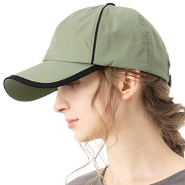 Loo&c Women's Cap with Large Sizes, Deep, Nora Cap, Cool to Touch, Neck Guard, Cotton, Light Shield, 100% UV Protection, Size Adjustment, Includes Chin Strap, All Seasons CAP, green, Free size