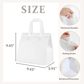 Chanseen 12Pcs White Insulated Take Away Bags Disposable Cooler Bag Thermal Lunch Grocery Take Out Bags for Coffee Milk Tea Hot Cold Drink Fresh Food Delivery