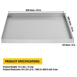 GarveeTech 24 in x 24 in Washing Machine Pan for Washer and Dryer and Small Appliances, 304 Stainless Steel Washing Machine Tray with 4 Pcs Anti-Vibration Washing Machine Feet, No Hole